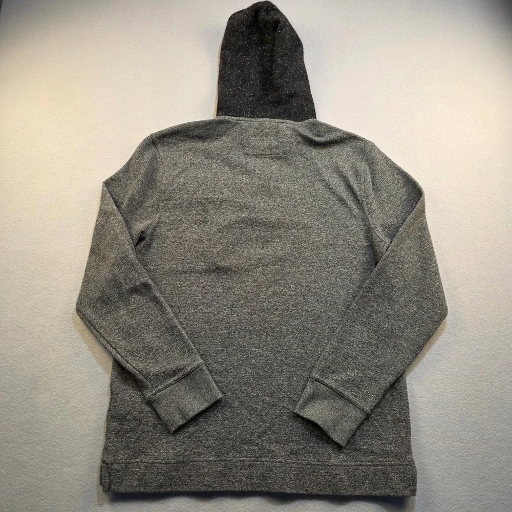 Banana Republic Mens Gray Quarter Zip Hoodie Speckled Wool Blend Hood‎ Large